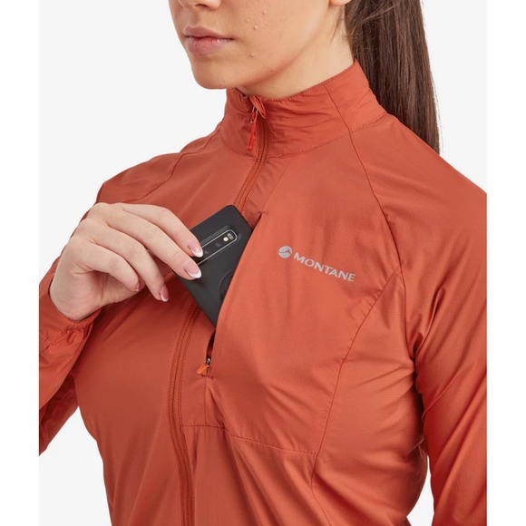 Montane‎ Featherlite Windproof Jacket Women L Red Nylon Running Saffron Red - Picture 16 of 16